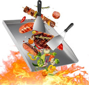 Piatta Grill in Acciaio Inossidabile 40 x 30 cm - Piatta Grill per Gas/Carbone - Inclusi 2 Spiedi Grill - Imprigiona Lava - Facile da Pulire - Sicura per la Cucina - Piatta Grill per Barbecue