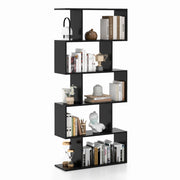 Scaffale a 5 ripiani con dispositivo antiribaltamento-Libreria geometrica a forma di S Nero