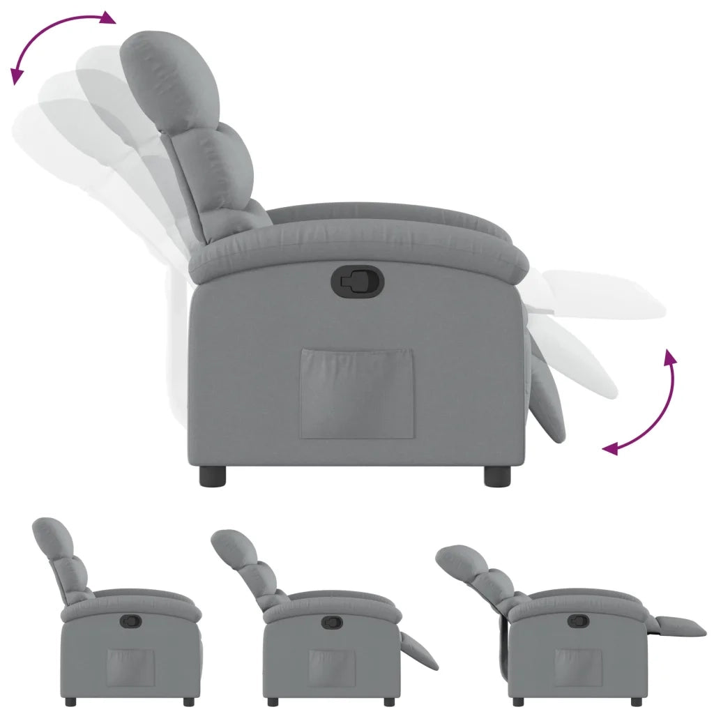 Divano Sedia-Poltrona reclinabile in Tessuto Grigio Chiaro 492135