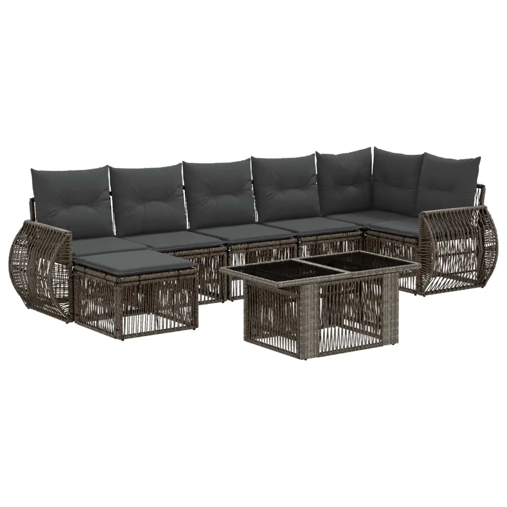 Set Divano da Giardino 8 pz Grigio e Grigio Scuro polyrattan 3436979