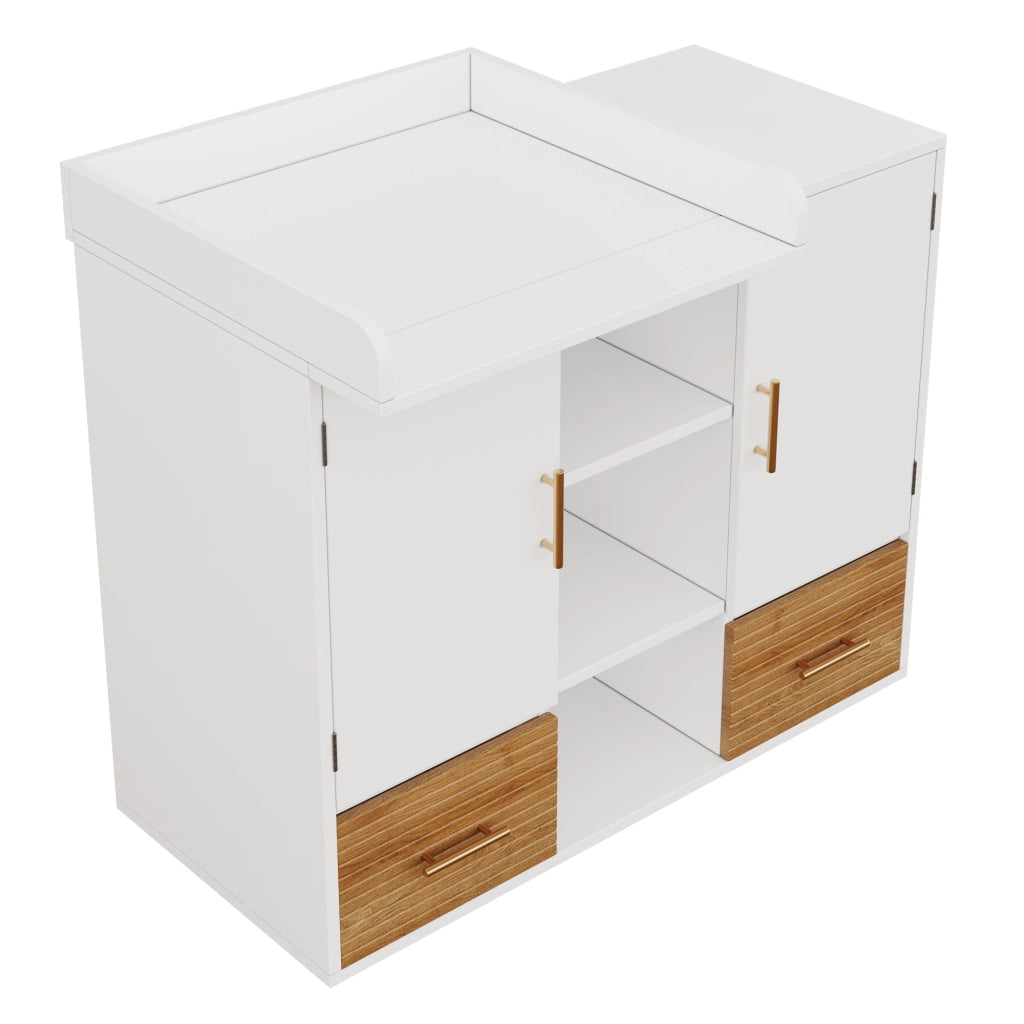 Cassettiera fasciatoio multifunzione con armadietto contenitore, cassetti e ripiani, 114 x 53 x 92 cm