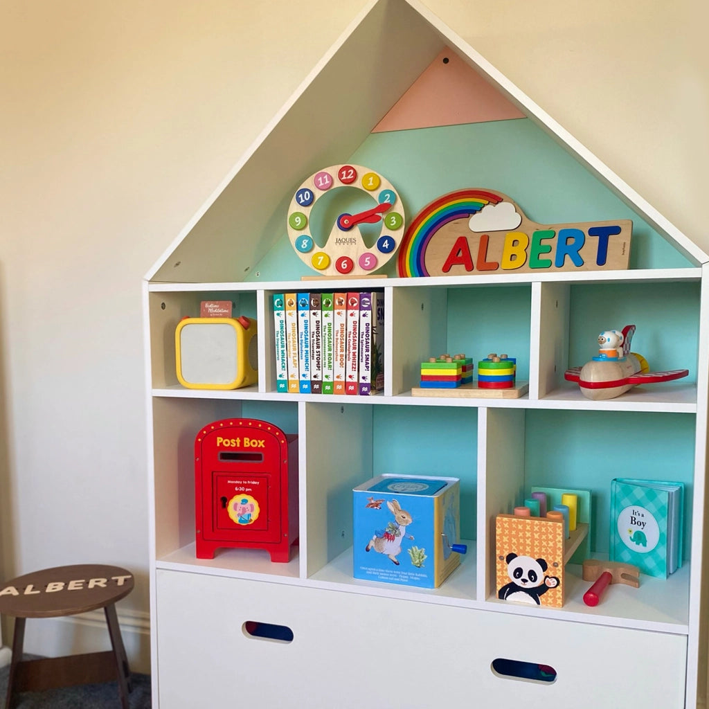 Libreria a cubi per bambini con mensole ¨C zephmum ¨C bianca, azzurra, rosa 82x30x126 cm