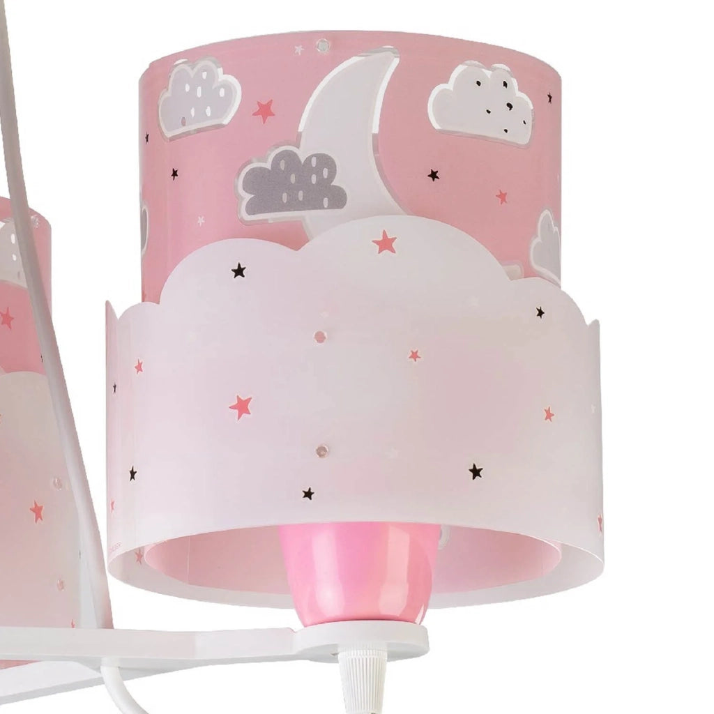LÚZETE - LÁMPARA INFANTIL 3 LUCES NEW MOON E27 ROSA