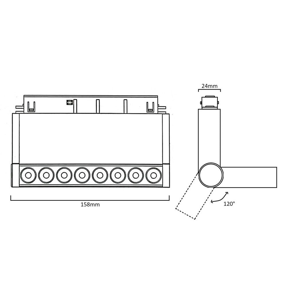 Trade Shop - Faretto Led 10 W Magnetico Rettangolare Per Binario 48v Luce 3000k 4000k Fr-r160 -