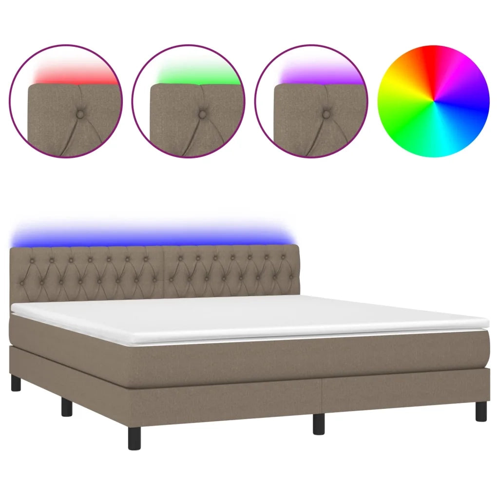Letto a Molle con Materasso e LED Tortora 180x200 cm in Tessuto cod mxl 62984