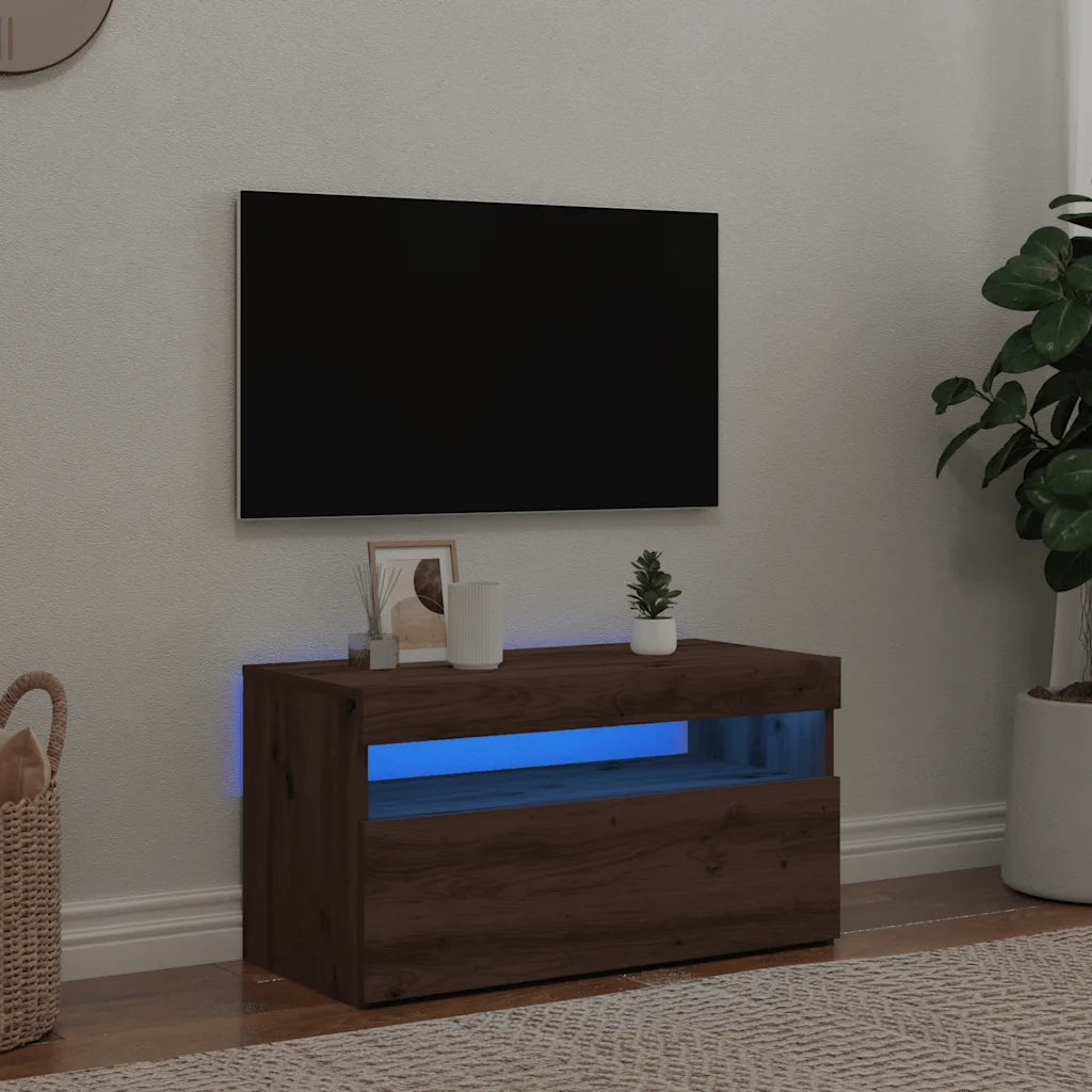 Mobile TV | Armadietto TV | Mobile Porta TV con LED Artigianale 75x35x40 cm Multistrato