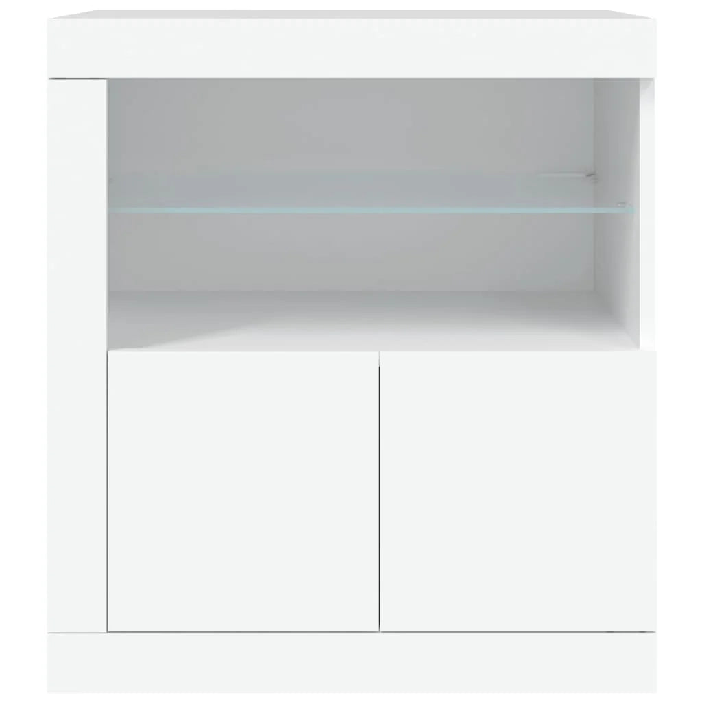 Buffet credenza cassettiera mobiletto mobile contenitore organizer per cucina soggiorno salotto con luci LED 60,5 x 37 x 67 cm bianco 02_0029855
