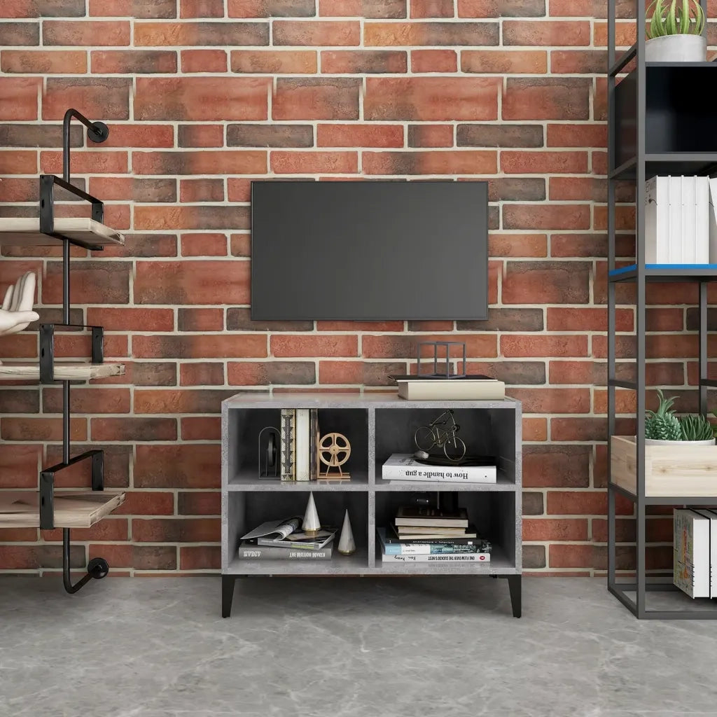 Mobile TV con Gambe-Credenza TV-Console TV in Metallo Grigio Cemento 69,5x30x50 cm