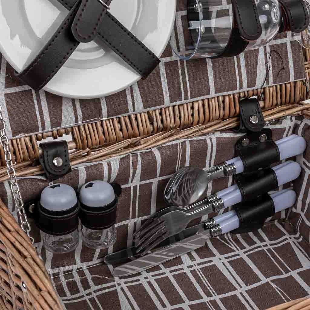 Cestino da picnic per 2 persone, marrone, 34x25,5x16h cm