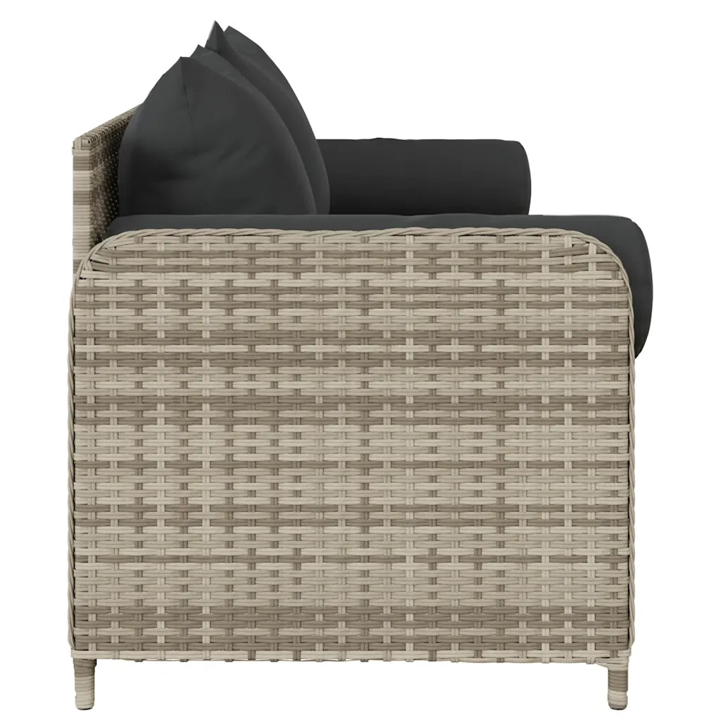 Divano da Giardino con Cuscini 3 Posti-Sofa da Giardino-Divano da esterno Grigio Chiaro Polyrattan 544761