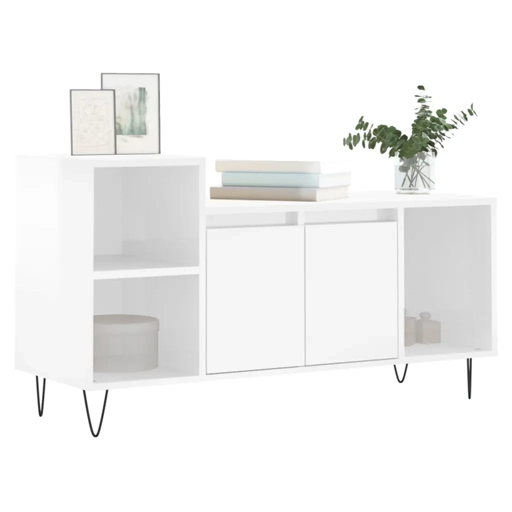 Mobile TV | Armadietto TV | Mobile Porta TV Bianco Lucido 100x35x55 cm in Legno Multistrato