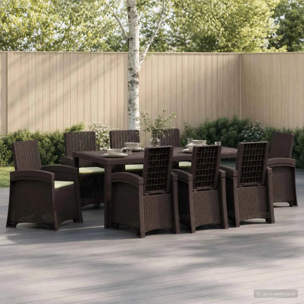 Set da Pranzo per Giardino 9 pz Marrone e Crema PP 3430155
