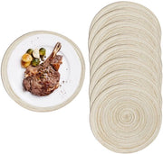 Set di 8 piastrelle da tavola, rotonde, lavabili, 38 cm, intrecciato, piastrelle per tavola da pranzo, antiscivolo, rotonde, beige, per tavola da cucina