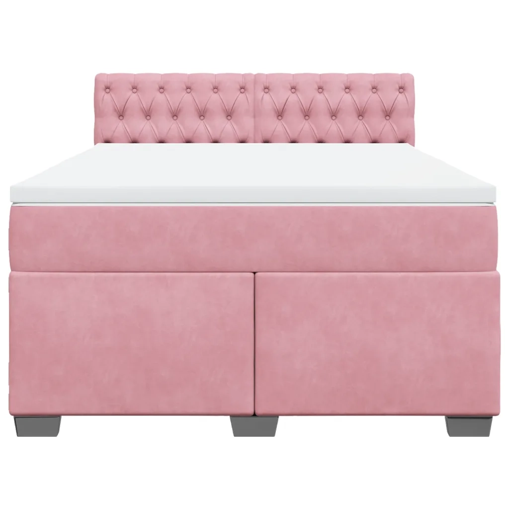 vidaXL Giroletto a Molle con Materasso Rosa 140x190 cm in Velluto