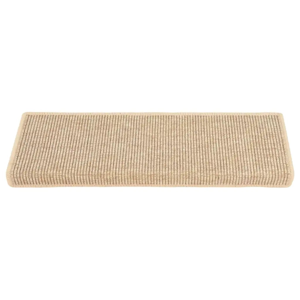 Tappeti Adesivi Scale Aspetto Sisal 15pz 65x21x4cm Beige Chiaro