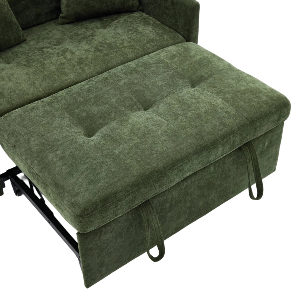 Divano 109x72x83.5 cm con porta USB e supporto tablet in tessuto verde
