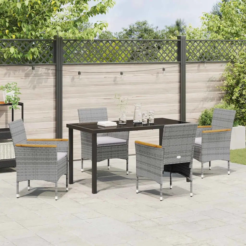 Set da Pranzo per Giardino con cuscino 5 pcs Grigio polyrattan 3379760