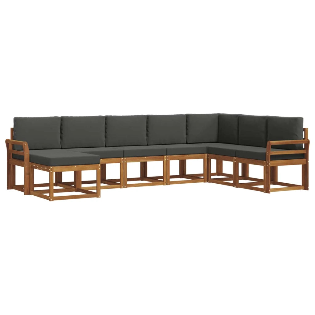 Set di divani da esterno con cuscino 8 pcs Naturale e Antracite