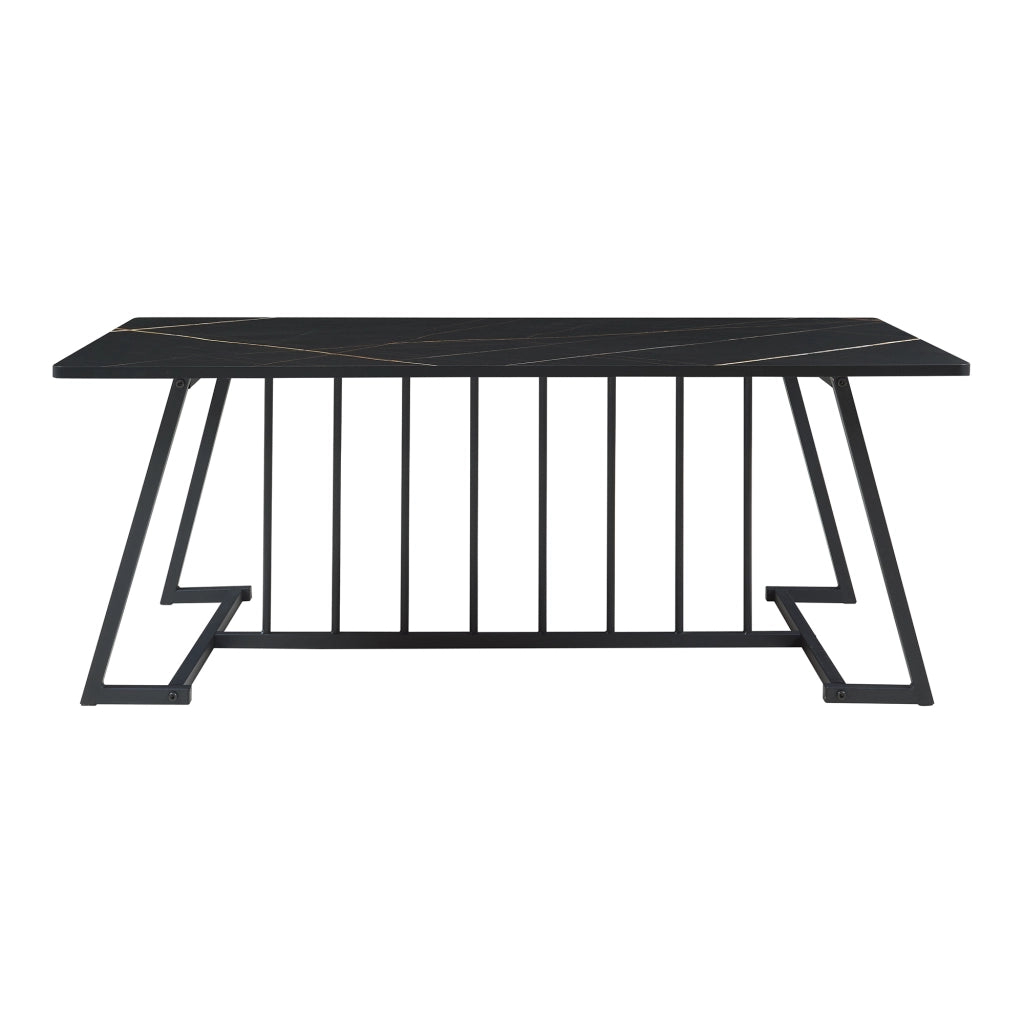 Tavolino Centrale da Salotto Nospoo 120x60x46 cm Effetto Marmo Nero [en.casa]