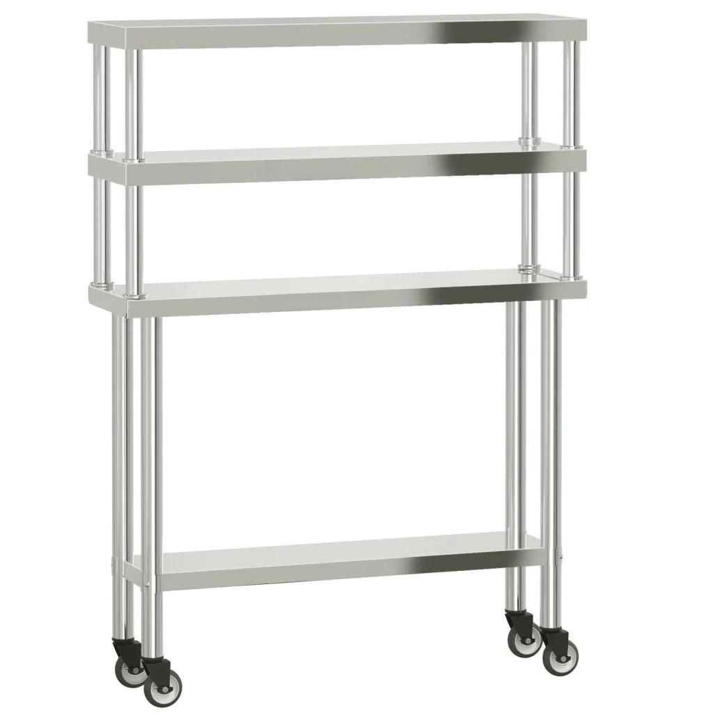 Tavolo Lavoro Cucina con Ripiano 110x30x150 cm Acciaio Inox CFW5496217