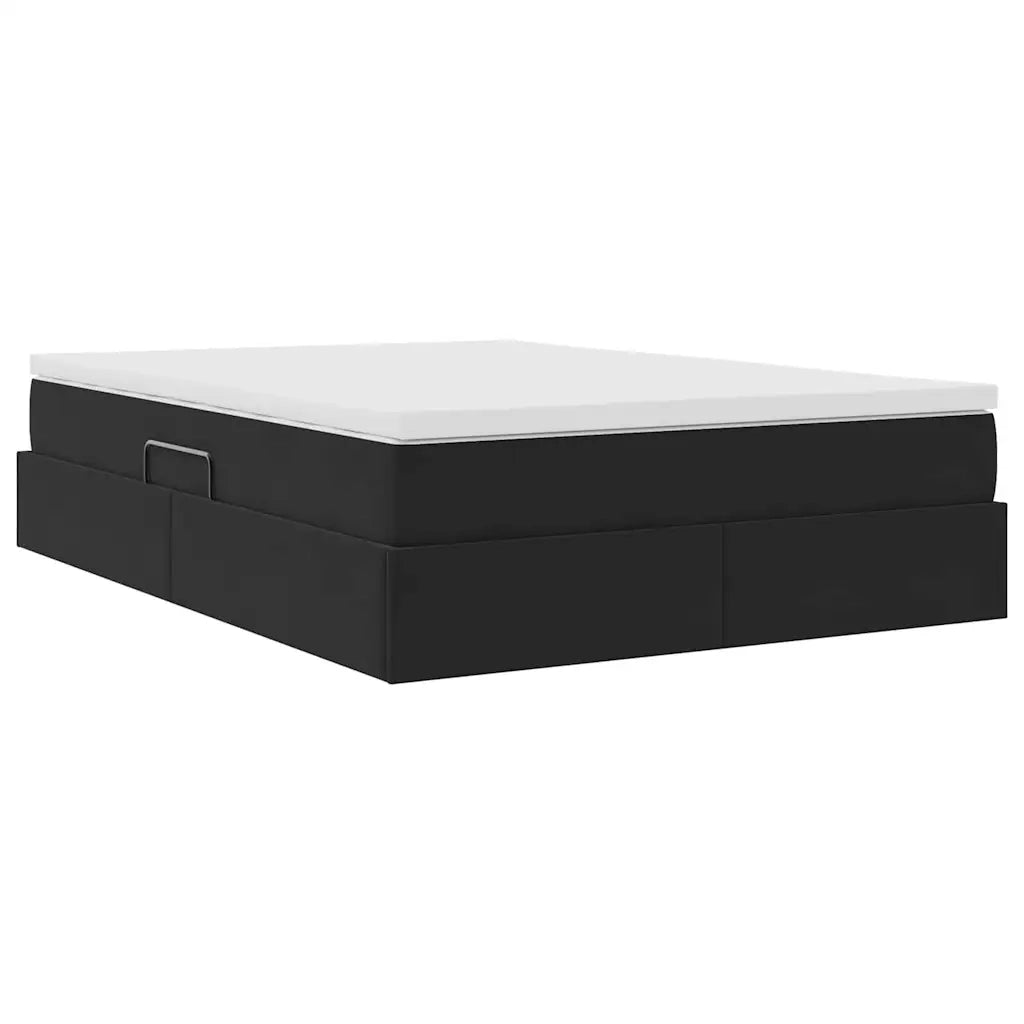 Letto con contenitore e materasso Nero 140 x 200 cm Velluto