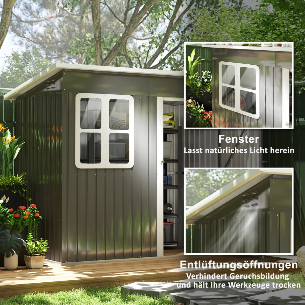 CASA DA GIARDINO 221x133x190 cm In Acciaio Grigio Scuro