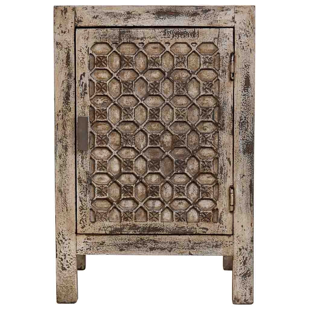 Comodino in legno fatto a mano, Beige, 45x35x60h cm