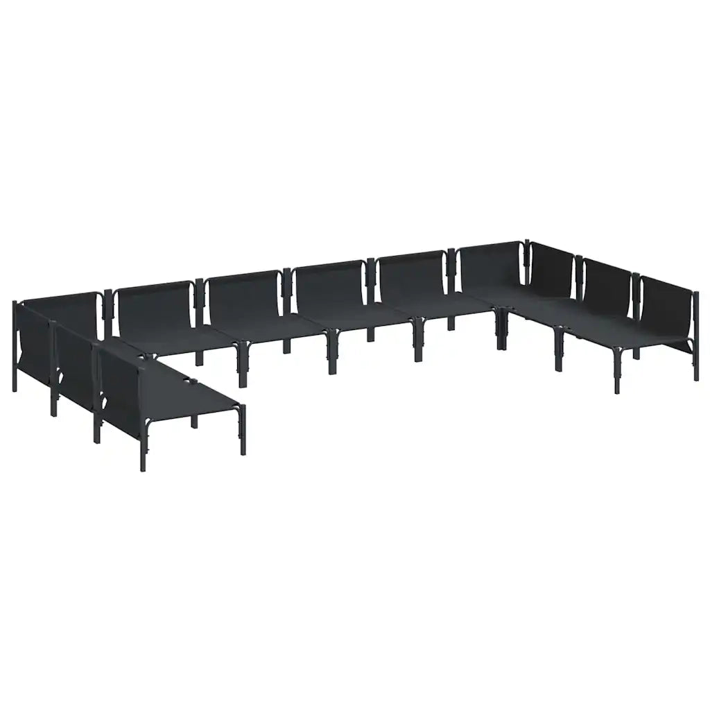 Set Divano da Giardino con cuscino 10 pcs Nero Acciaio 3379012