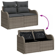Set Divano da Giardino  6 Pezzi con Cuscini Grigio Polyrattan
