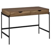 Scrivania Moderna Stile Industriale con 2 Cassetti per Camera e Ufficio, Metallo e MDF, 110x55x75cm, Nero Marrone