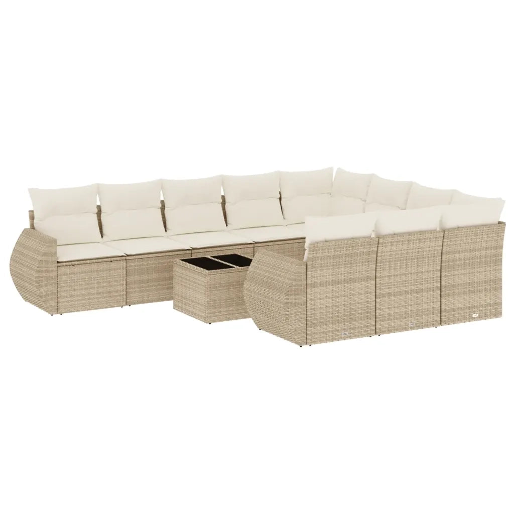 Set Divani da Giardino 11 pz con Cuscini Beige in Polyrattan 3254235