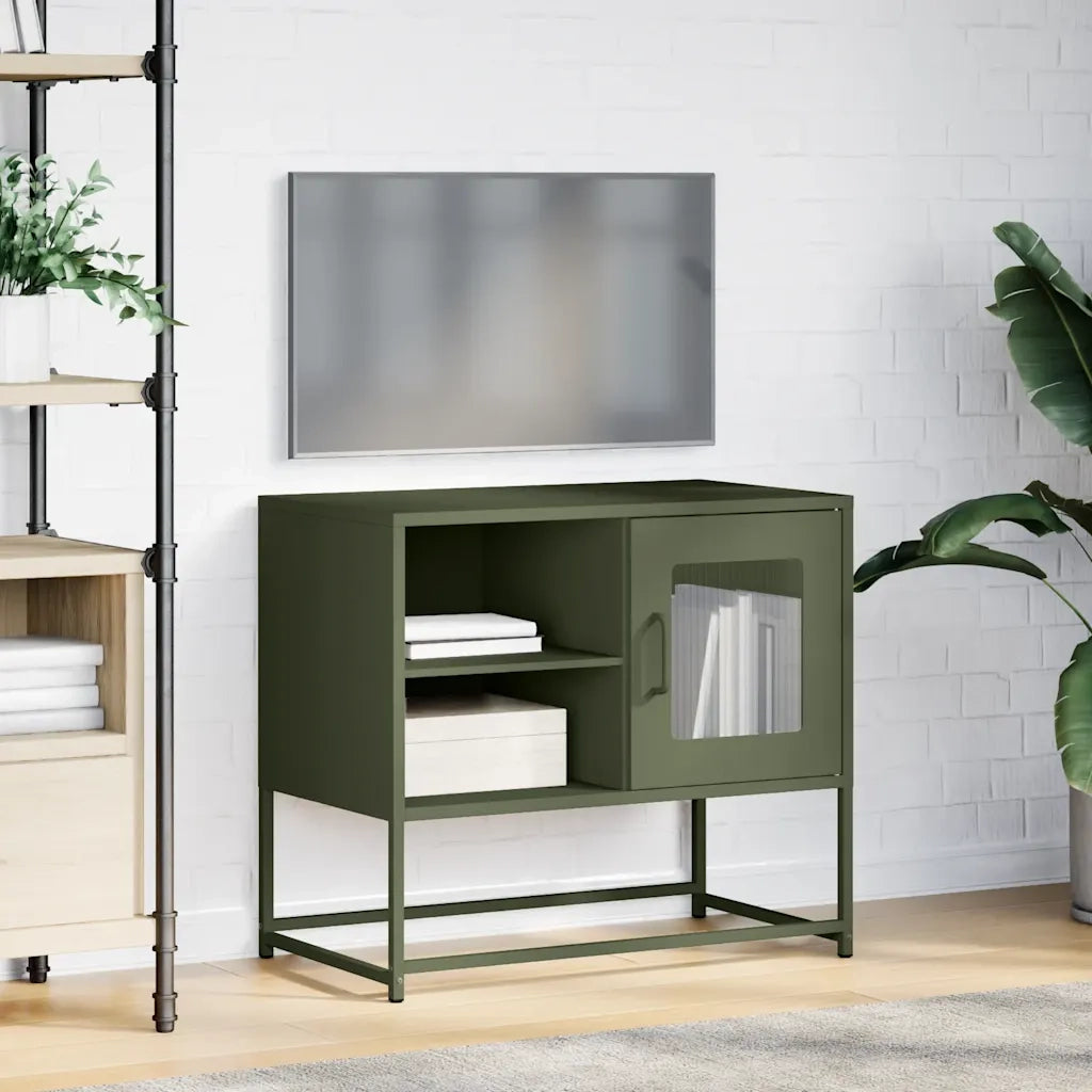 Mobile TV Verde Oliva 68x39x60,5 cm in Acciaio 853390