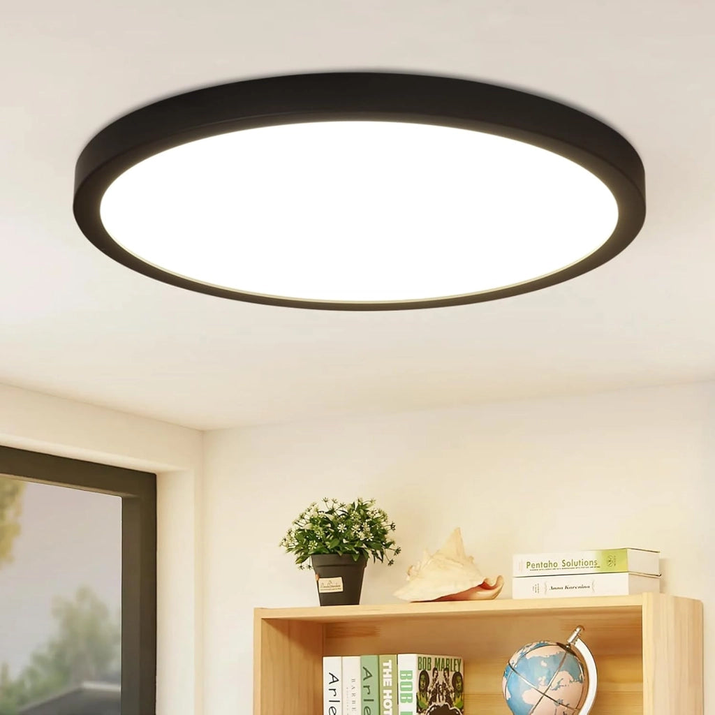 ZMH Lampada da soffitto plafoniera LED rotonda nera 24W 4000K bianco neutro 23cm per cucina ufficio soggiorno