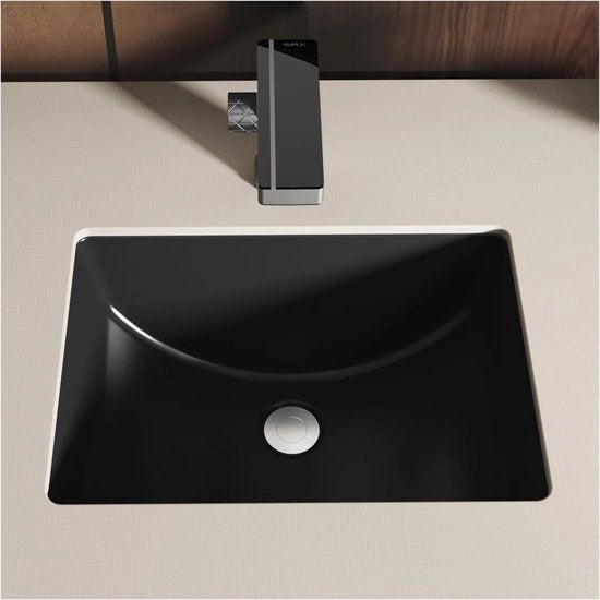Sink per vasca in ceramica mat nera, dimensioni 46x34,8x21,3cm, forma rettangolare