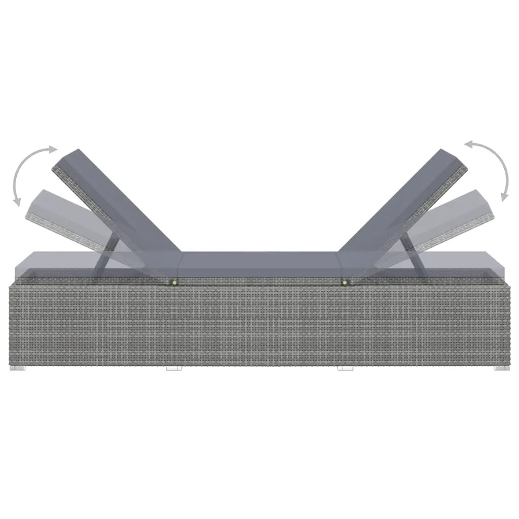 Lettini Prendisole con Tavolino 3 pz in Polyrattan Grigio 3057665