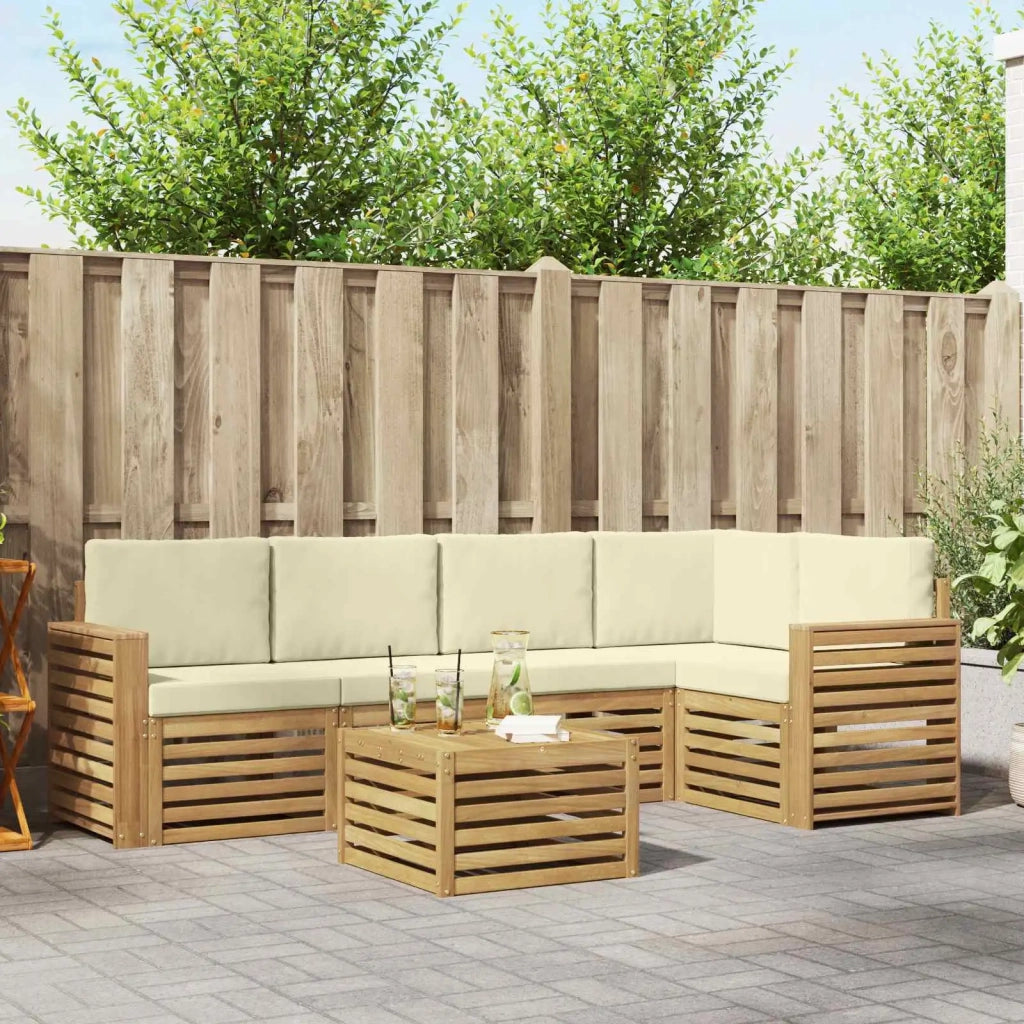 Set di divani da esterno 6 pcs Bianco e Crema 59 x 59 x 37 cm 3391880