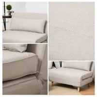 Poltrona Letto 3 in 1 con Schienale Reclinabile in 6 Posizioni, 94x78x80 cm, Beige