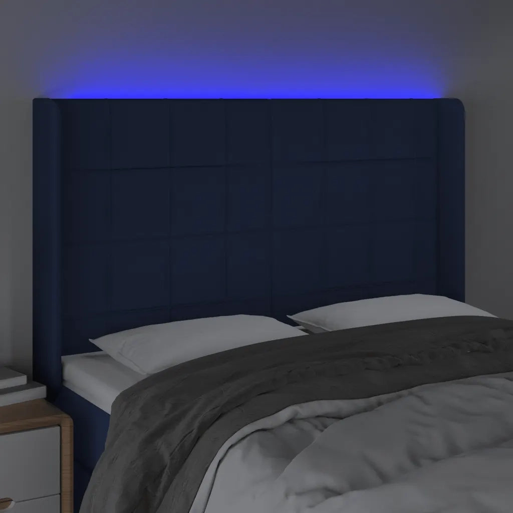 Testiera a LED Blu 147x16x118/128 cm in Tessuto 3124052