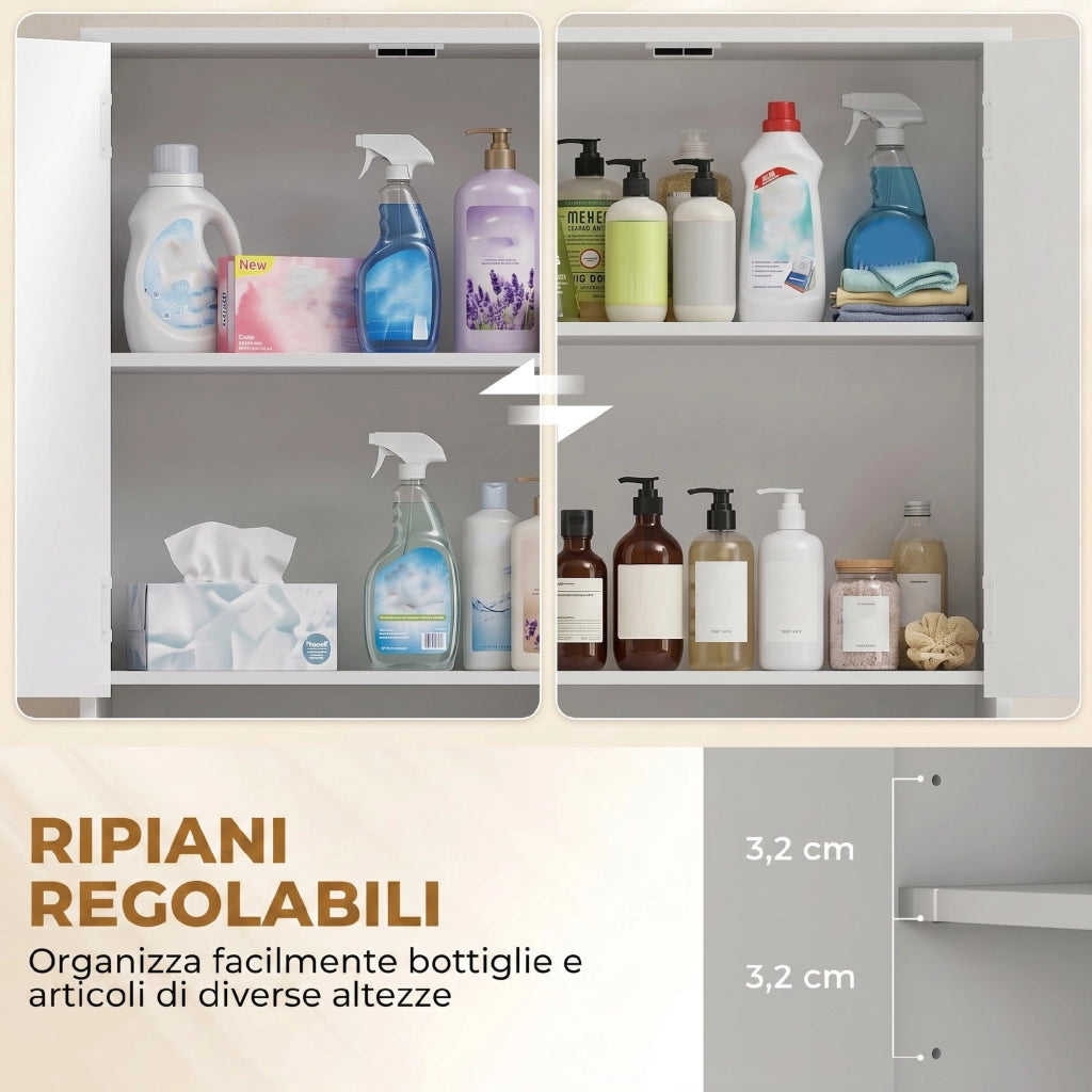 Mobile Alto da Bagno Slim Bianco Lucido con Cassetti e Ripiani