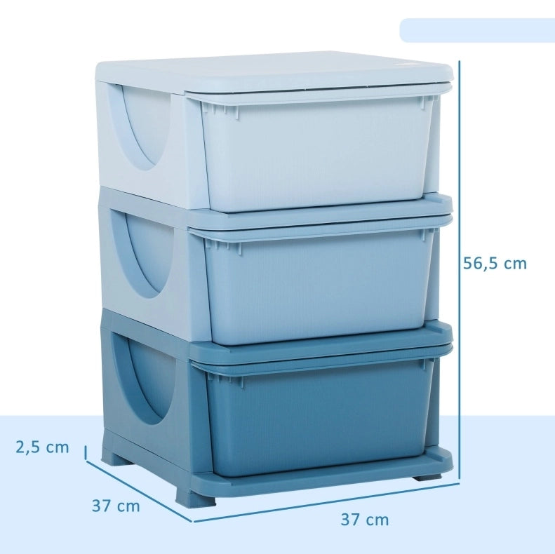 Mobile contenitore per bambini con 3 cassetti blu
