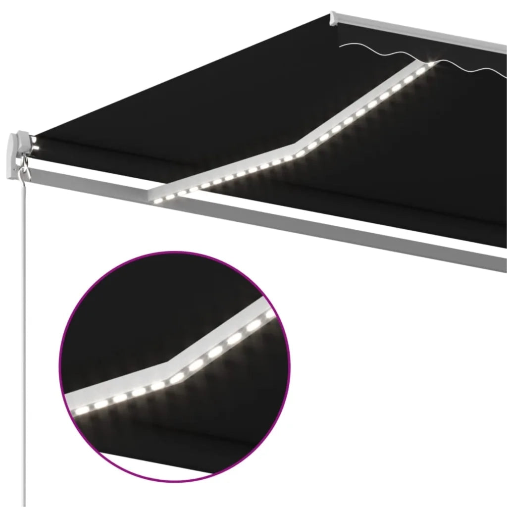 Tenda da Sole Retrattile Manuale con LED 400x350 cm Antracite 3068984