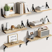 Set di assi di legno galleggianti in 6 pezzi per decorazione di parete - Stile rustico rurale