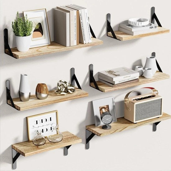 Set di assi di legno galleggianti in 6 pezzi per decorazione di parete - Stile rustico rurale