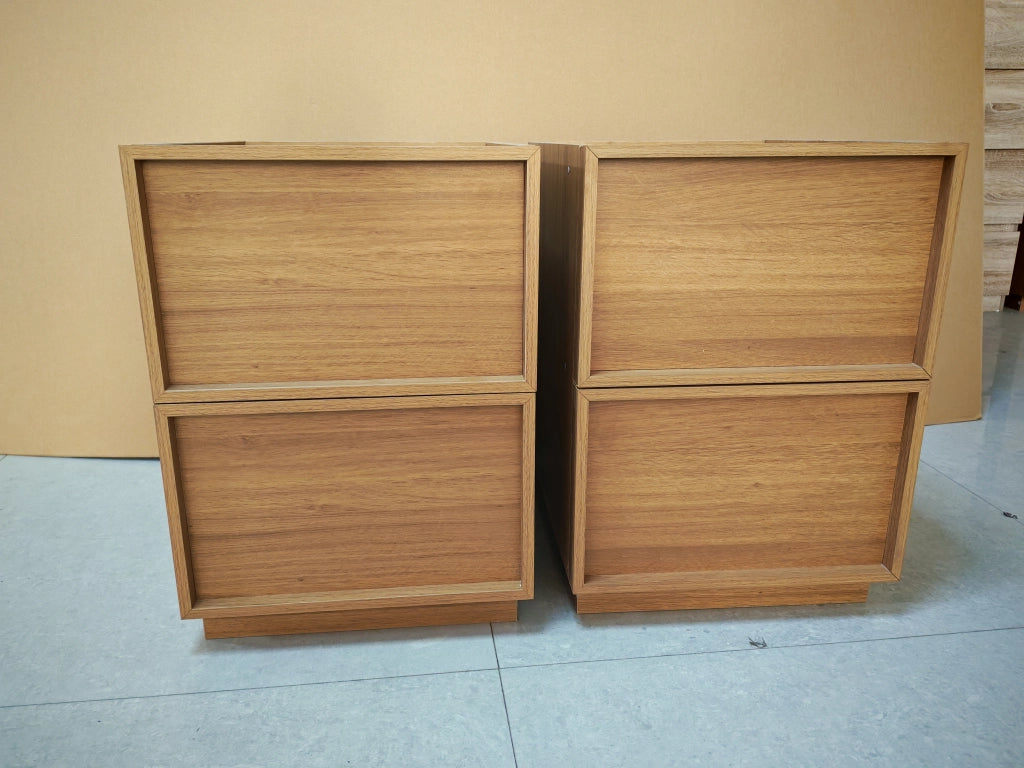 Comodino moderno in effetto rovere con 2 cassetti, 38 x 48 x 50 cm, MDF, colore rovere