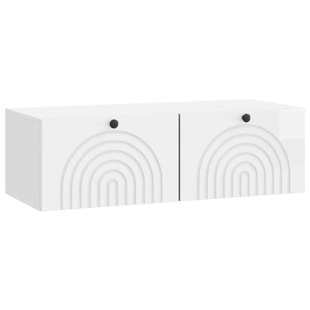 Mobile Porta TV da Muro Bianco Lucido 98 x 41 x 30 cm 898189
