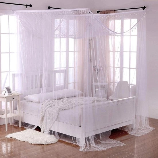 Post Sheer muggennet bed luifel bianca con unico modello - decorazione romantica per la camera da letto