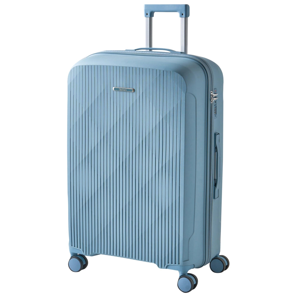 Set di 3 valigie rigide blu Materiale sintetico Lucchetto TSA in ferro Ruote silenziose Cerniera antifurto 3 misure stile Moderno