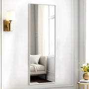Specchio a tutta lunghezza, grande specchio appeso con cornice metallica, 120 x 40 cm, rettangolare per camera da letto, soggiorno, bagno, ingresso, bianco
