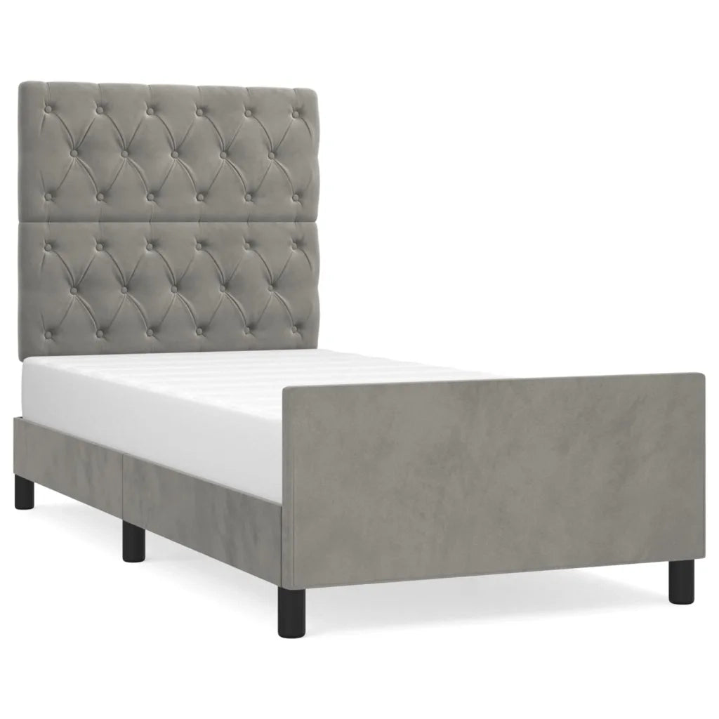 Giroletto con Testiera Grigio Chiaro 80x200 cm in Velluto cod mxl 62005