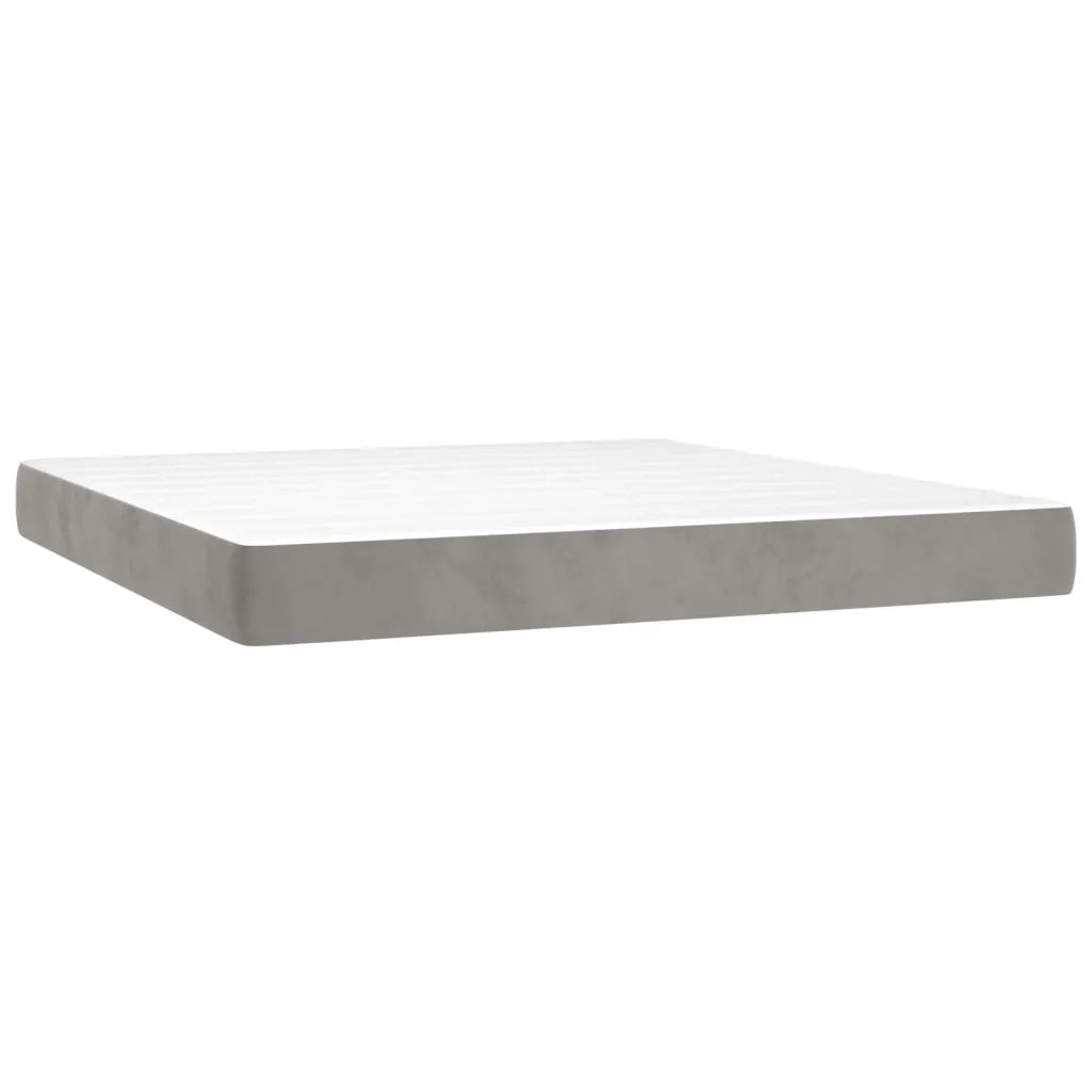 Letto a Molle Materasso e LED Grigio Chiaro 160x200 cm Velluto  cod mxl 71796